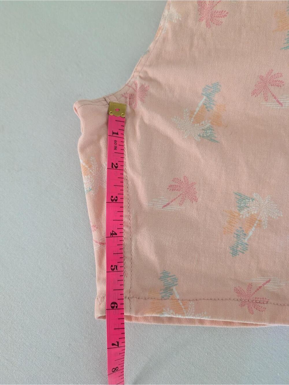 2000's Fresh Prints of Bel-Air Stretch Twill Pink Palm Print Surf Beach Shorts - Picture 6 of 6